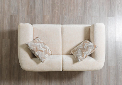 Sofá y loveseat de terciopelo marfil Helena