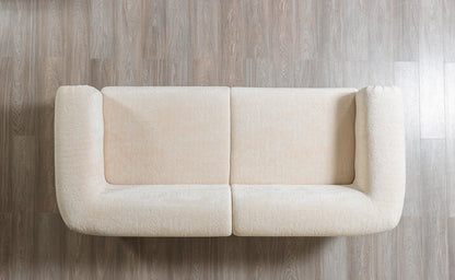 Sofá y loveseat de terciopelo marfil Helena