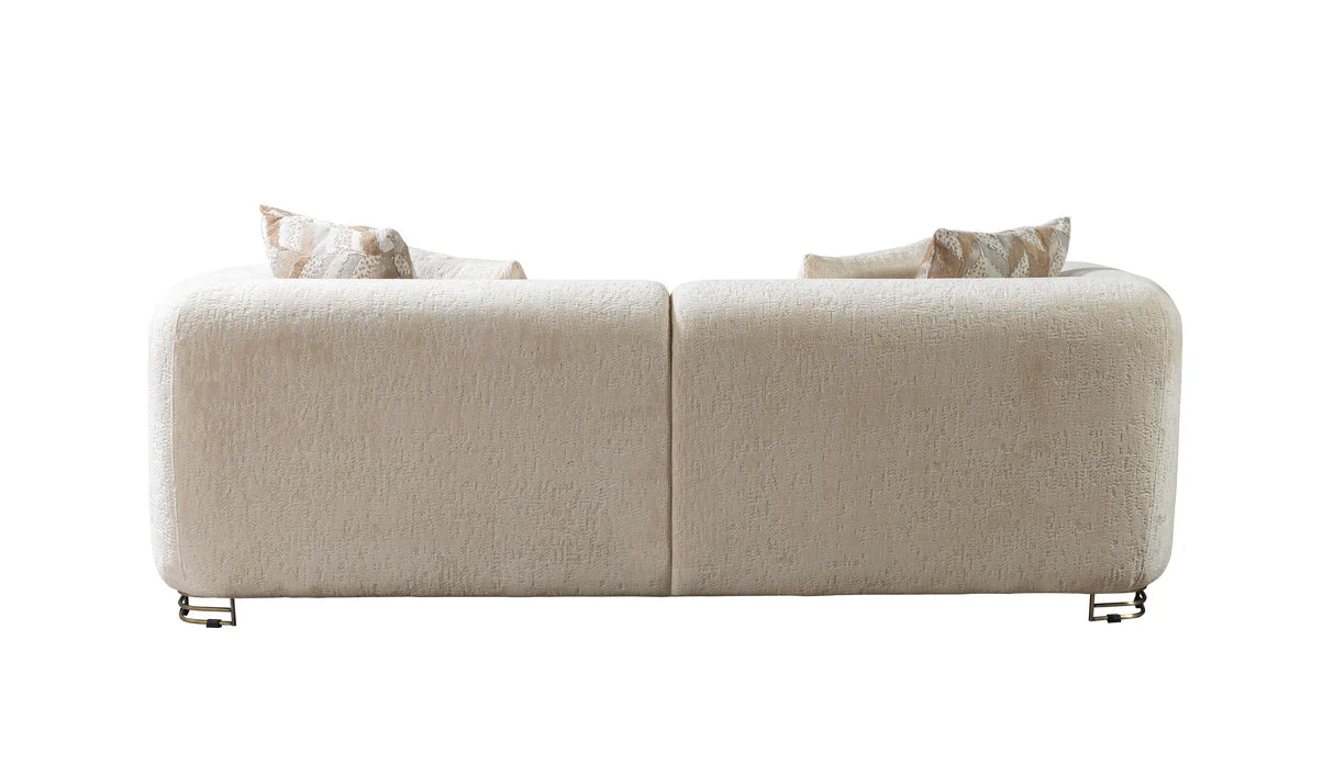 Sofá y loveseat de terciopelo marfil Helena
