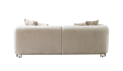 Sofá y loveseat de terciopelo marfil Helena