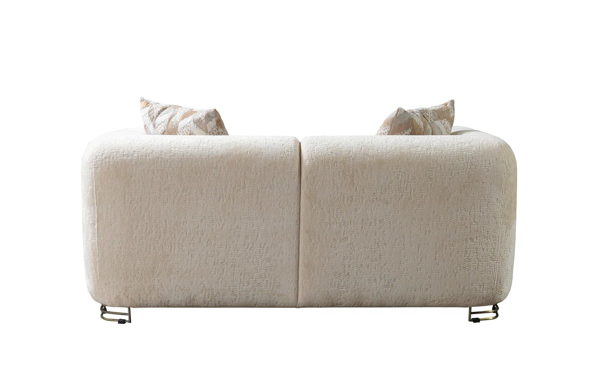 Sofá y loveseat de terciopelo marfil Helena