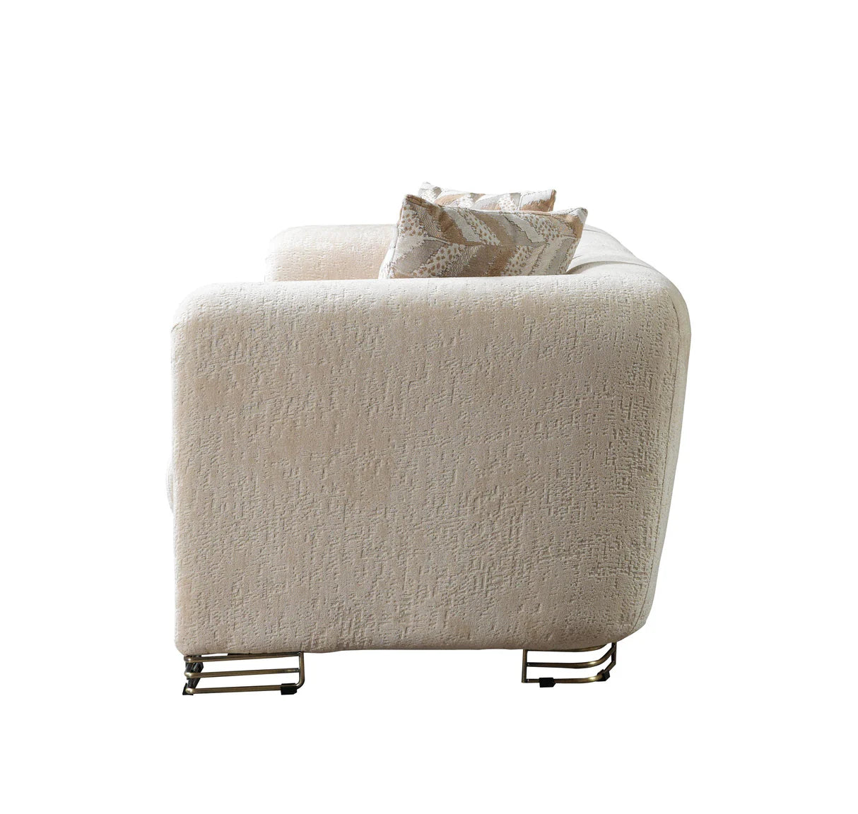 Sofá y loveseat de terciopelo marfil Helena