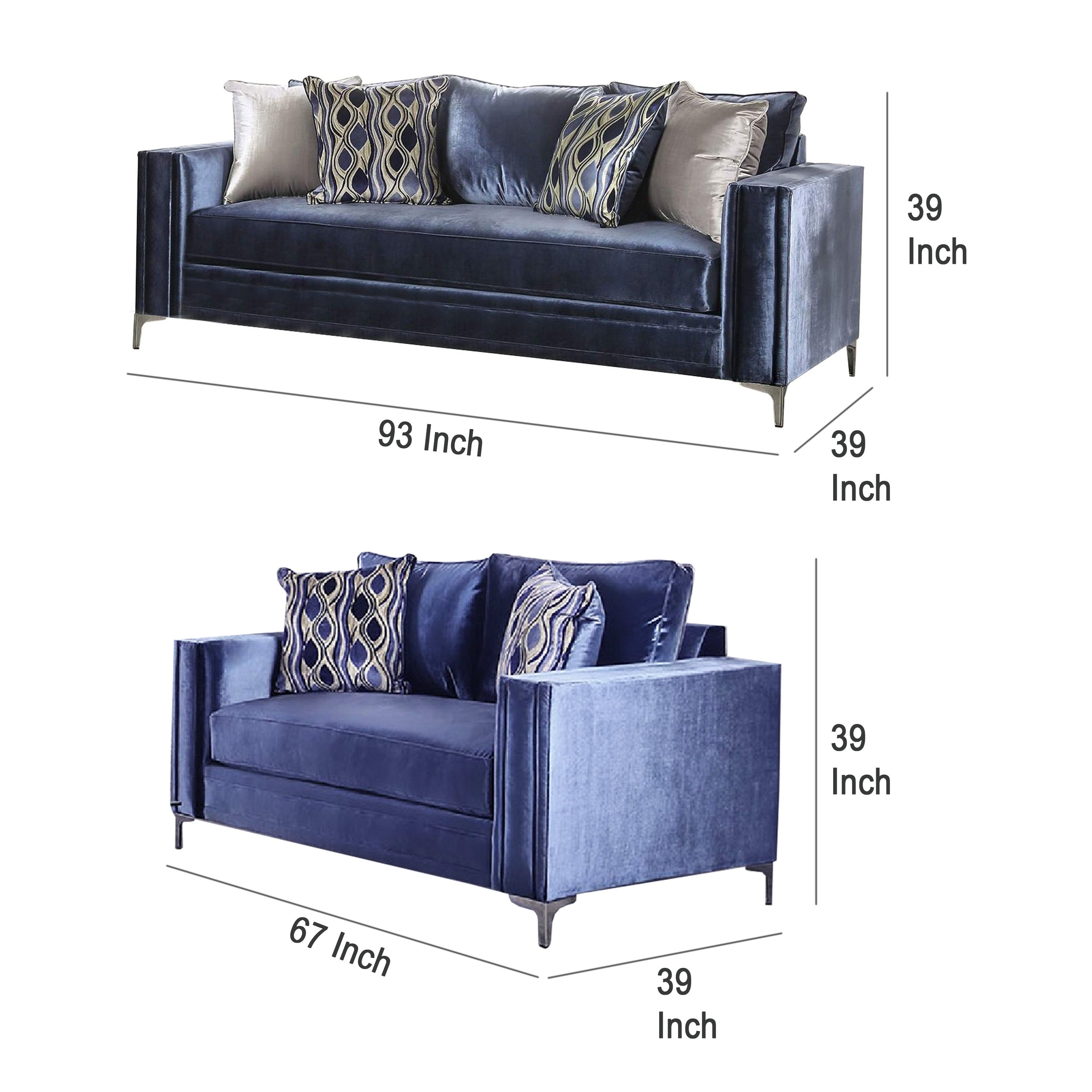 Jodie Satin Blue Living Room Set