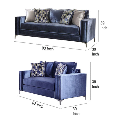 Jodie Satin Blue Living Room Set