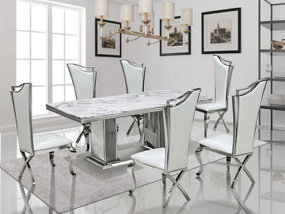 Stella Silver/White 7-Piece Dining Room Set