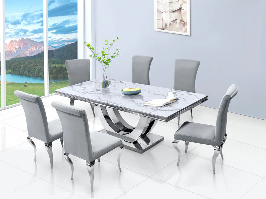 Wilma SIlver/Gray 7-Piece Dining Room Set