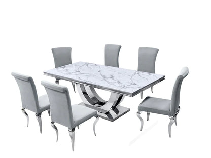 Wilma SIlver/Gray 7-Piece Dining Room Set