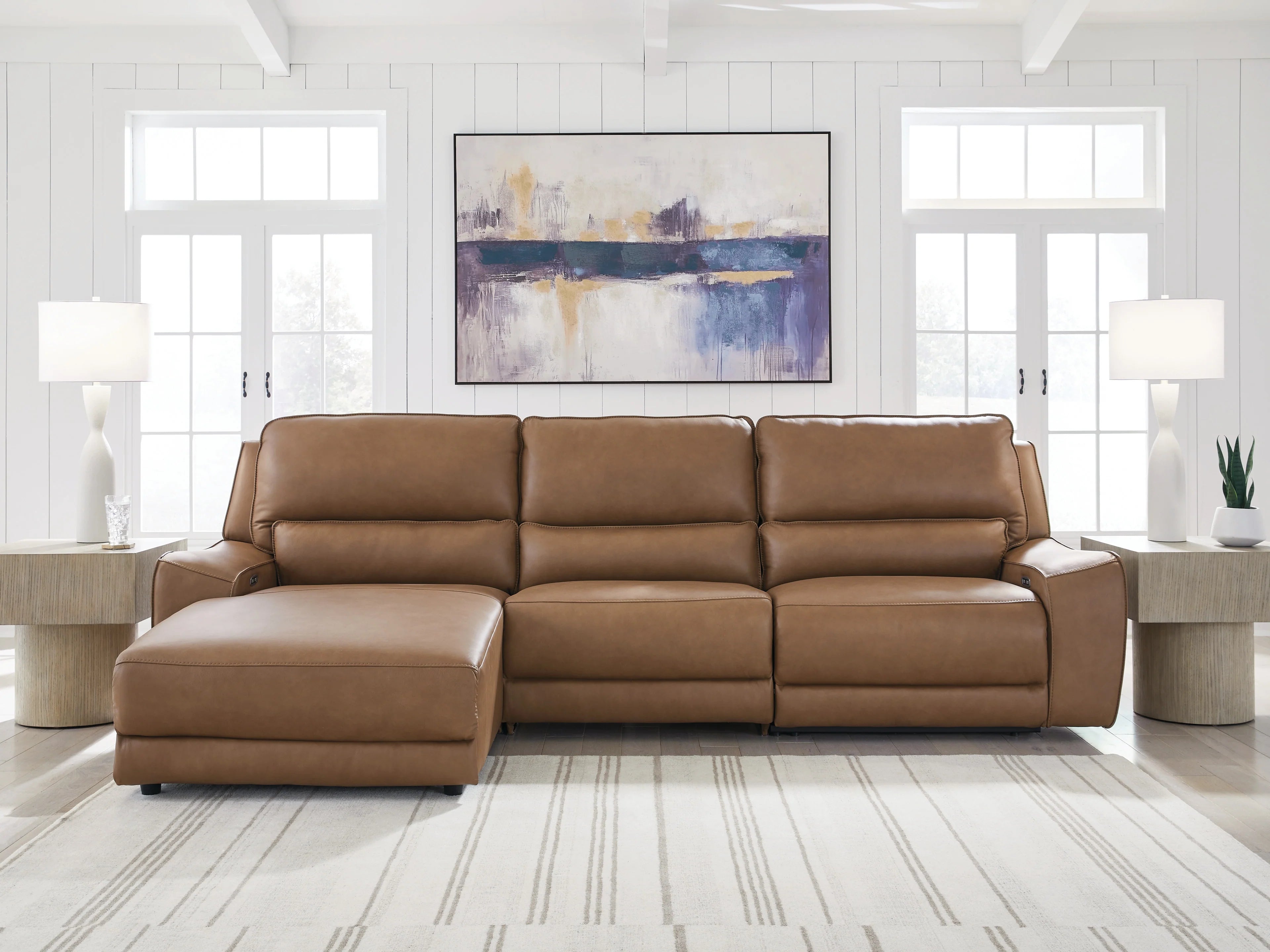DeepWakes Caramel Modular Power Reclining Sectional