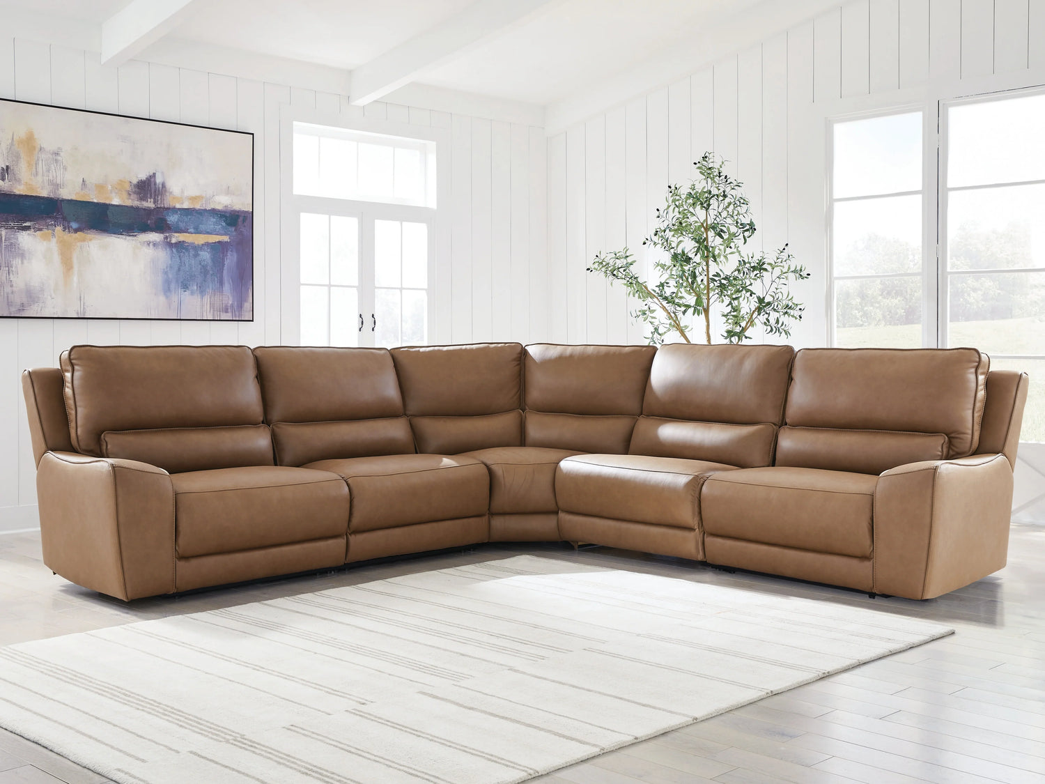 DeepWakes Caramel Modular Power Reclining Sectional