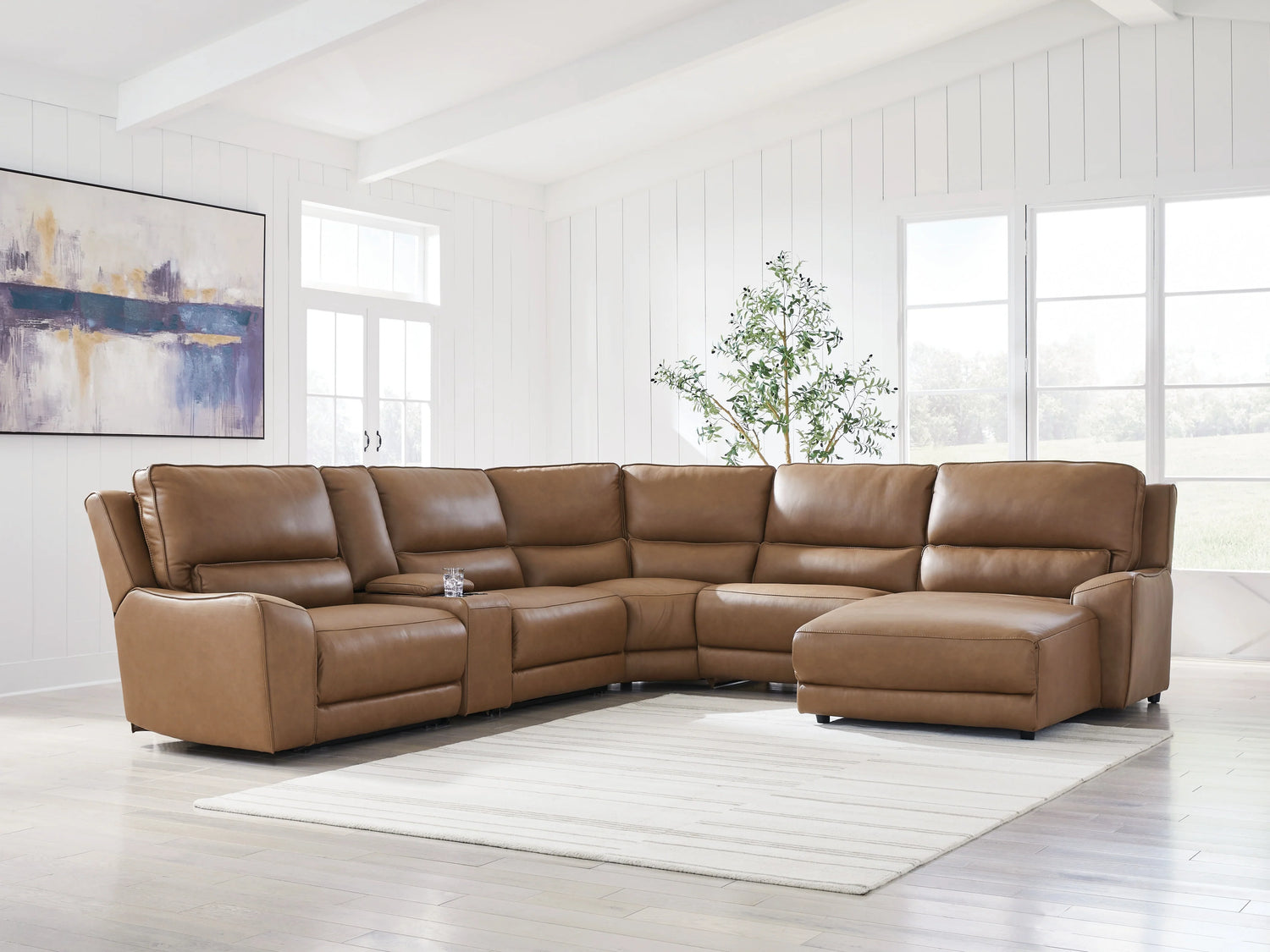 DeepWakes Caramel Modular Power Reclining Sectional