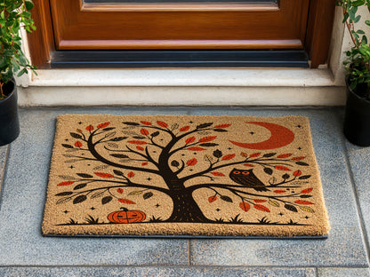 Scandinavian Folk Art Owl Tree Doormat