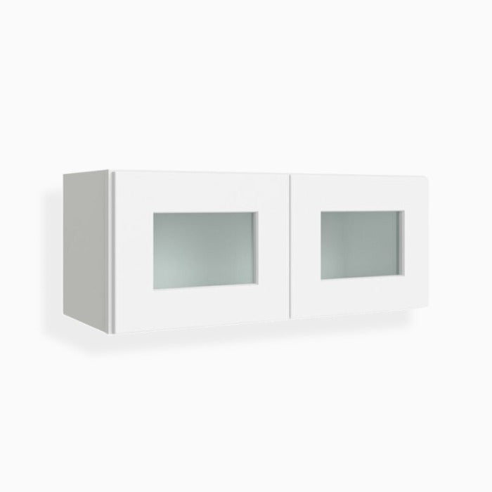 White Shaker 12″ H Double Door Wall Cabinet with Glass Doors