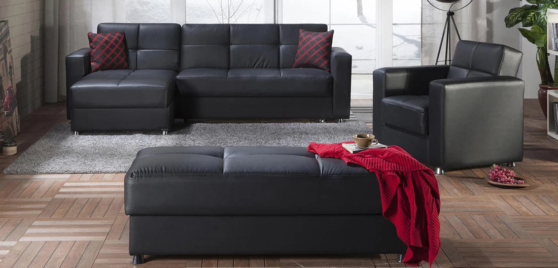 Elegant Santa Glory Black Living Room Set