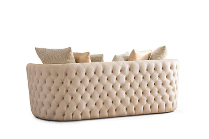 Sofá y loveseat de terciopelo marfil Helena