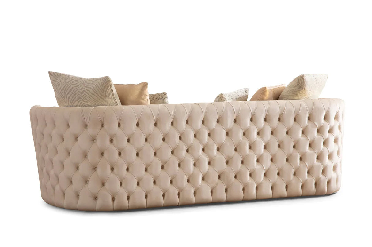 Sofá y loveseat de terciopelo marfil Helena