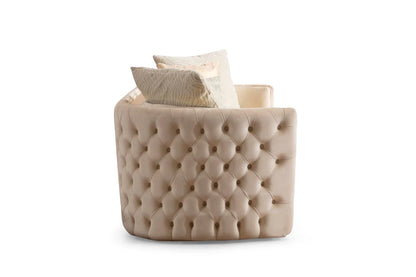 Sofá y loveseat de terciopelo marfil Helena
