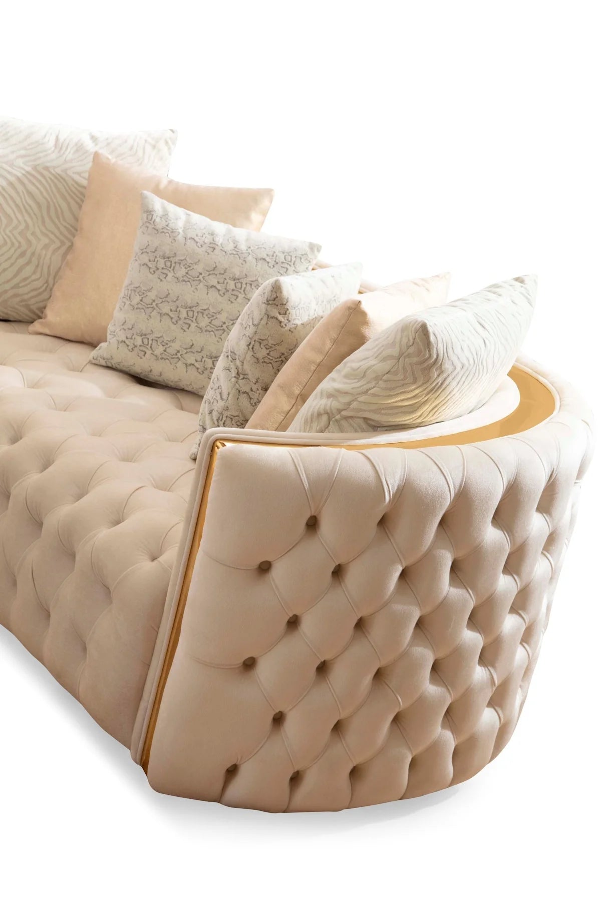 Sofá y loveseat de terciopelo marfil Helena