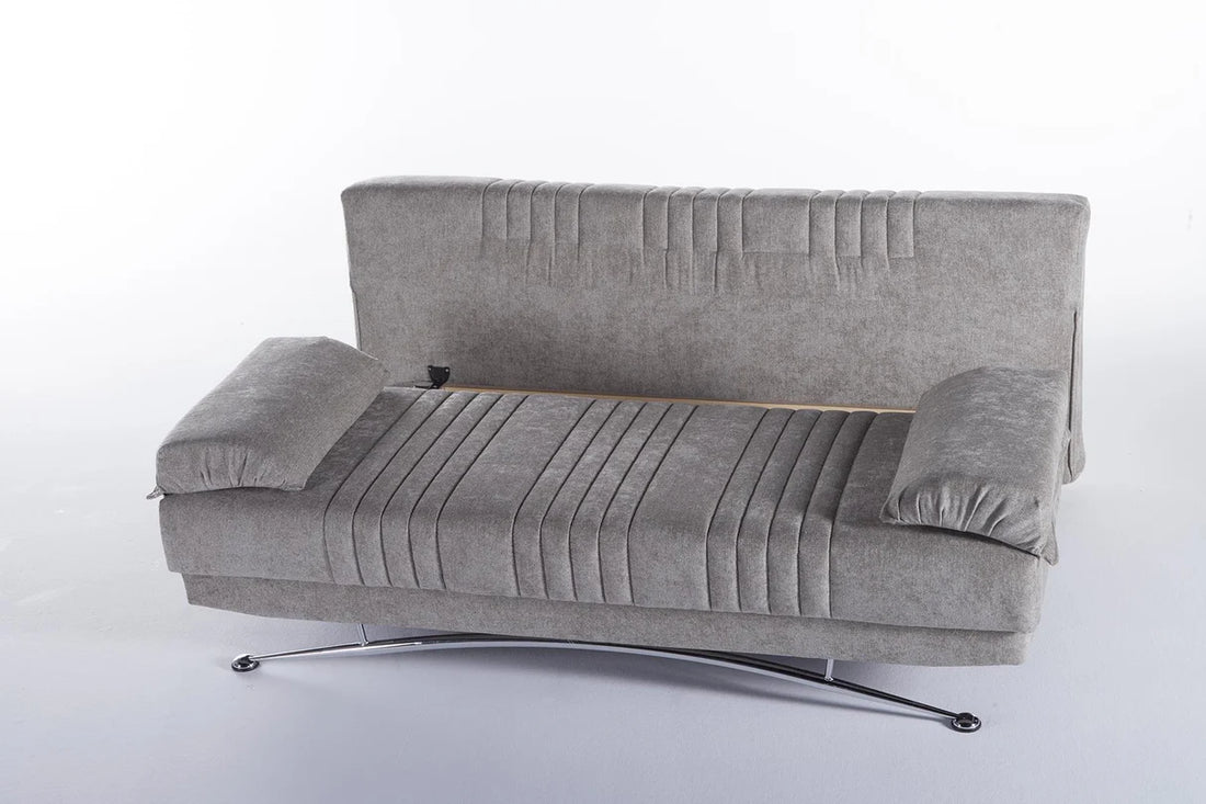 Fantasy Valencia Gray Plain Fabric 3-Seat Sleeper Sofa