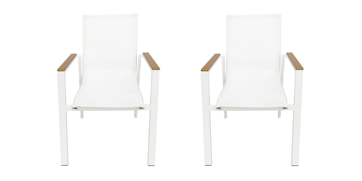 Fidji Outdoor Dining Chairs Set White (set of 2)
