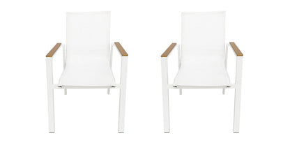 Fidji Outdoor Dining Chairs Set White (set of 2)