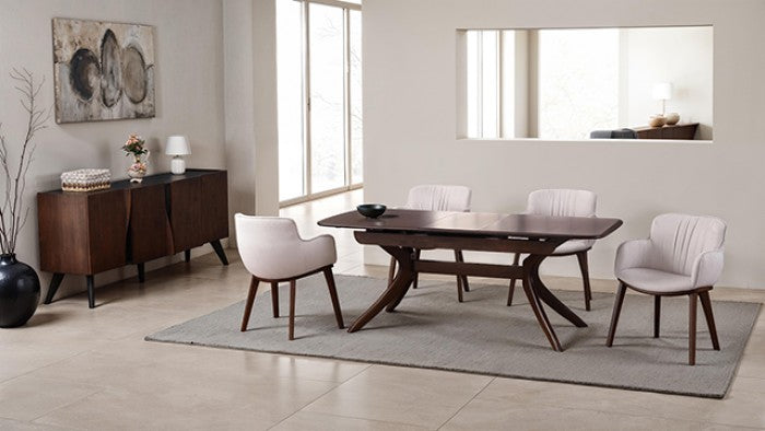 Hadsten Walnut 5 Pieces Dining Table Set