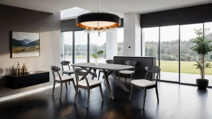 Sargans Black 7 Pieces Dining Table Set