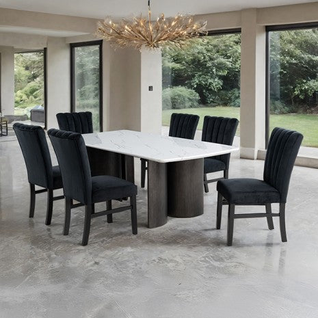 Selsey Black 7 Pieces Dining Table Set