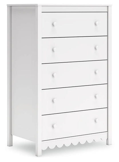 Juego de dormitorio juvenil con plataforma Hallityn en color blanco