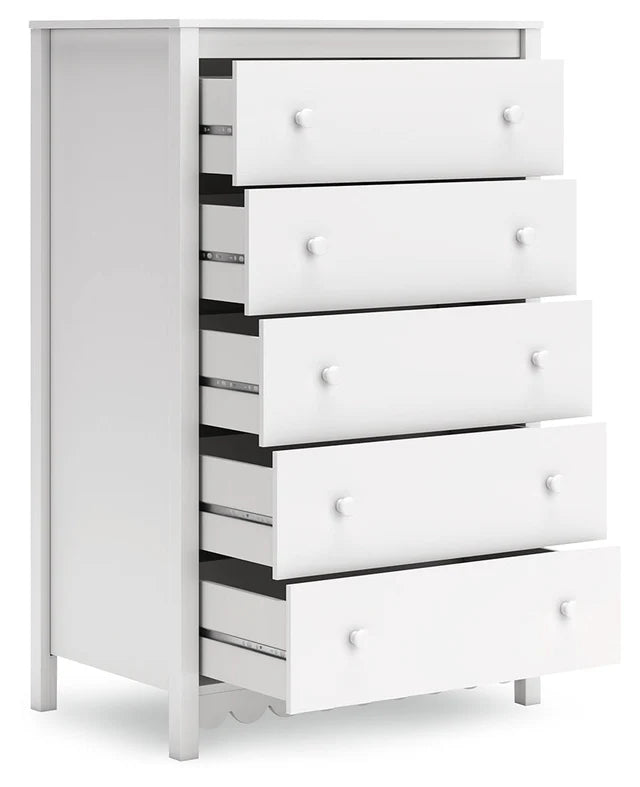 Juego de dormitorio juvenil con plataforma Hallityn en color blanco