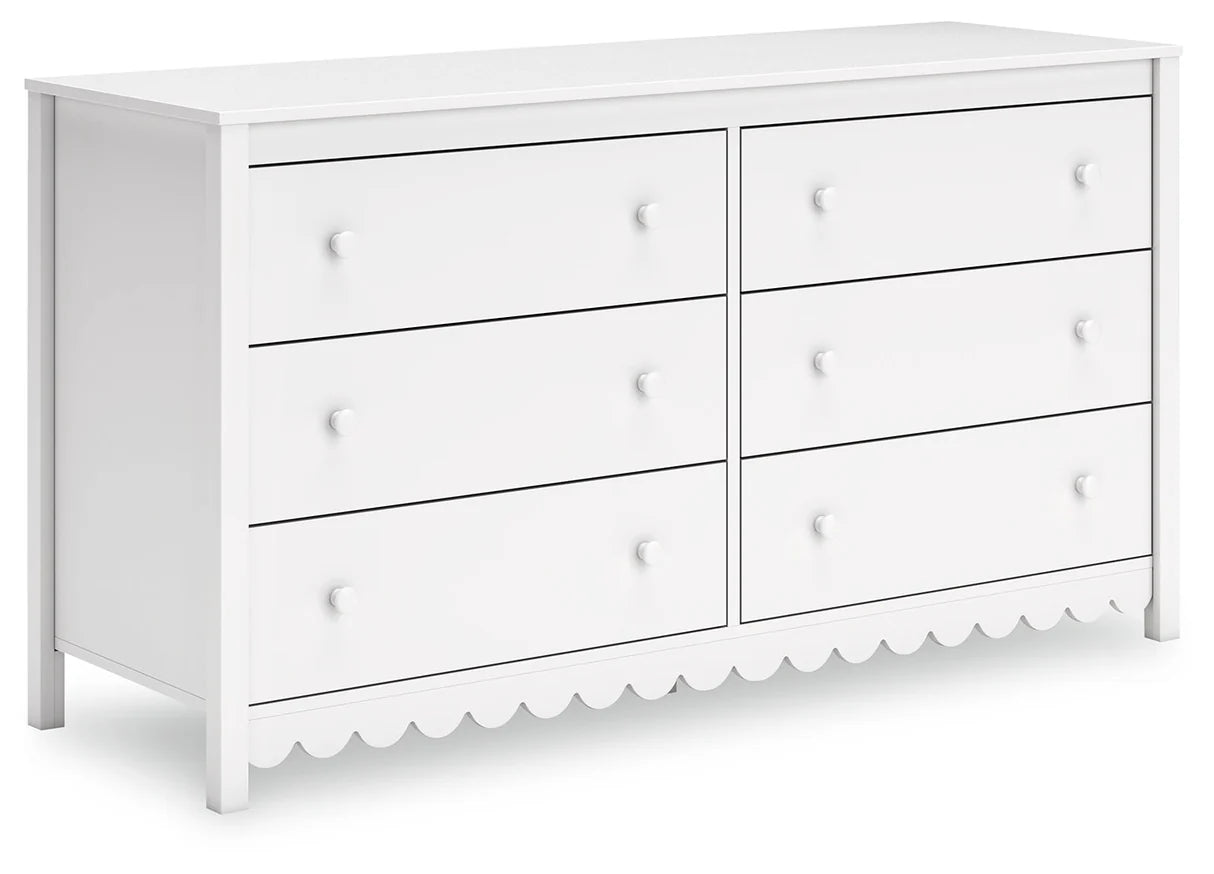 Juego de dormitorio juvenil con plataforma Hallityn en color blanco
