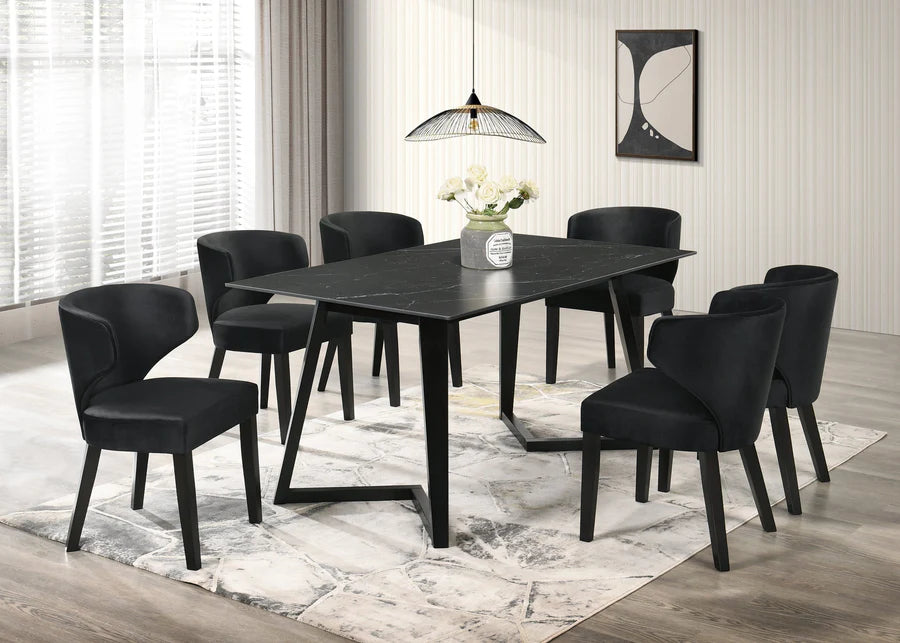 Hamilton Onyx Black 7-Piece Dining Room Set