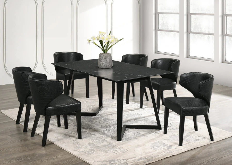 Hamilton Onyx PU Black 7-Piece Dining Room Set