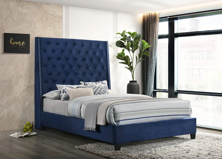 Cama King de 1,83 m en color azul soñoliento