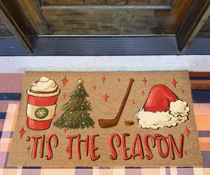Christmas Hockey Season Doormat