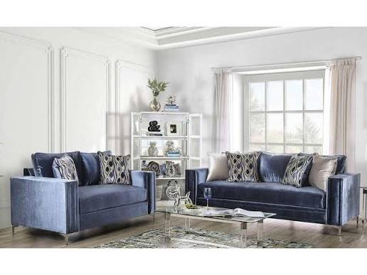 Jodie Satin Blue Living Room Set