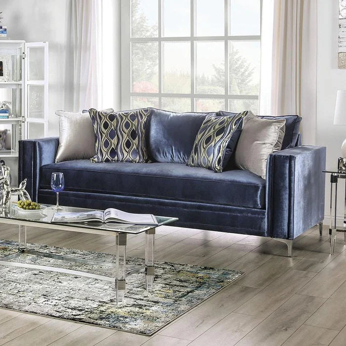 Jodie Satin Blue Living Room Set