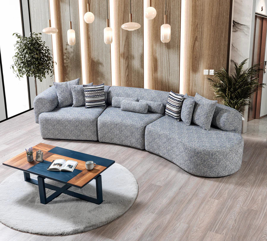 Lena Boucle 3-Piece Curved Sectional