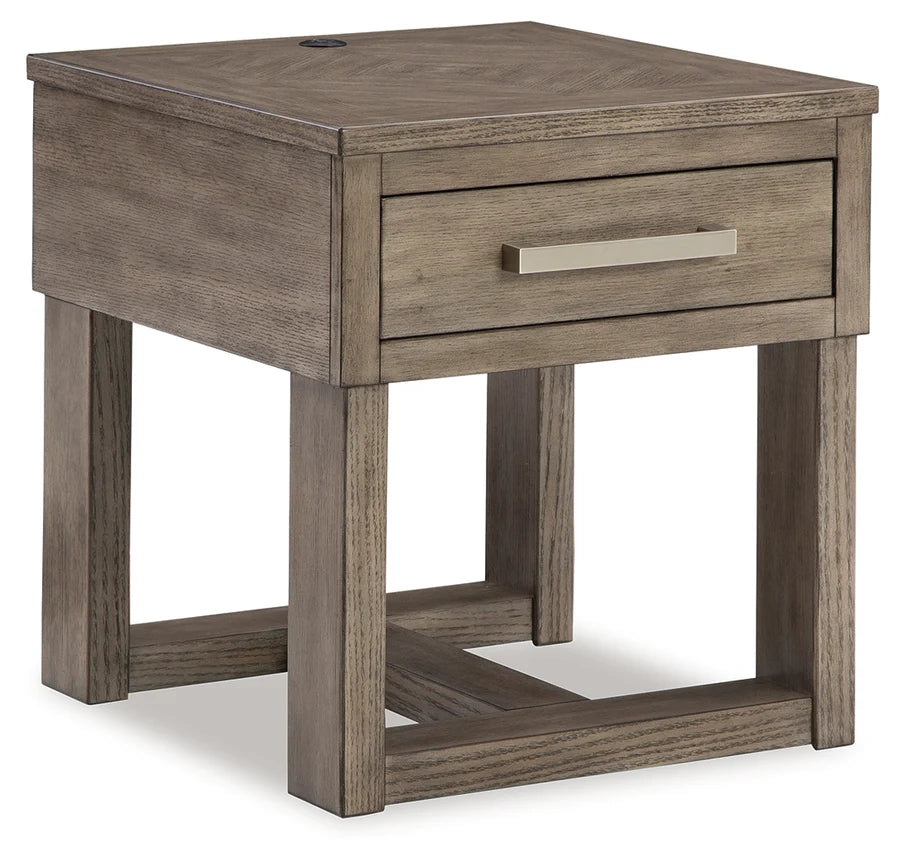 Loyaska Grayish Brown End Table