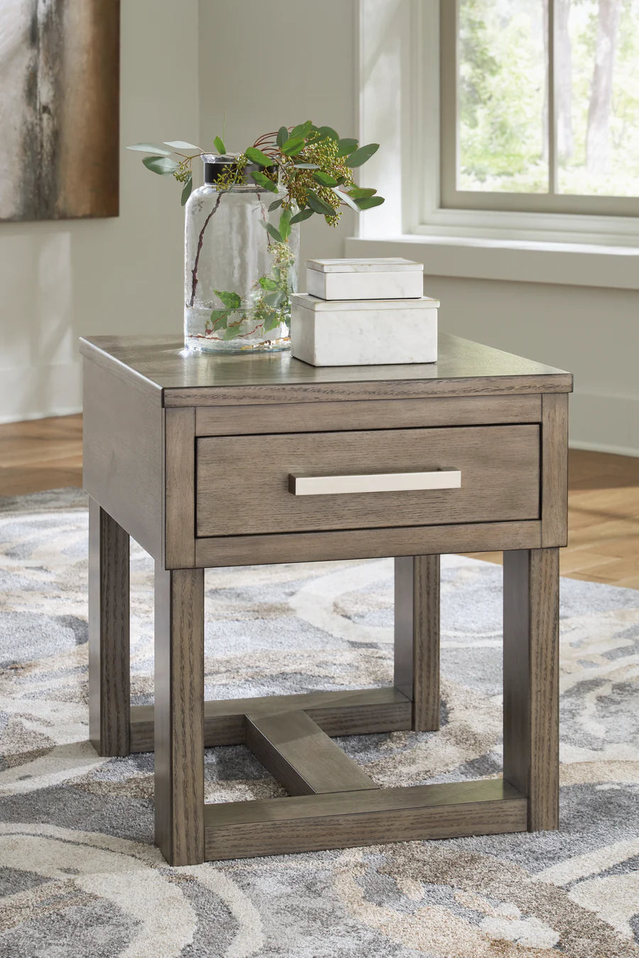 Loyaska Grayish Brown End Table