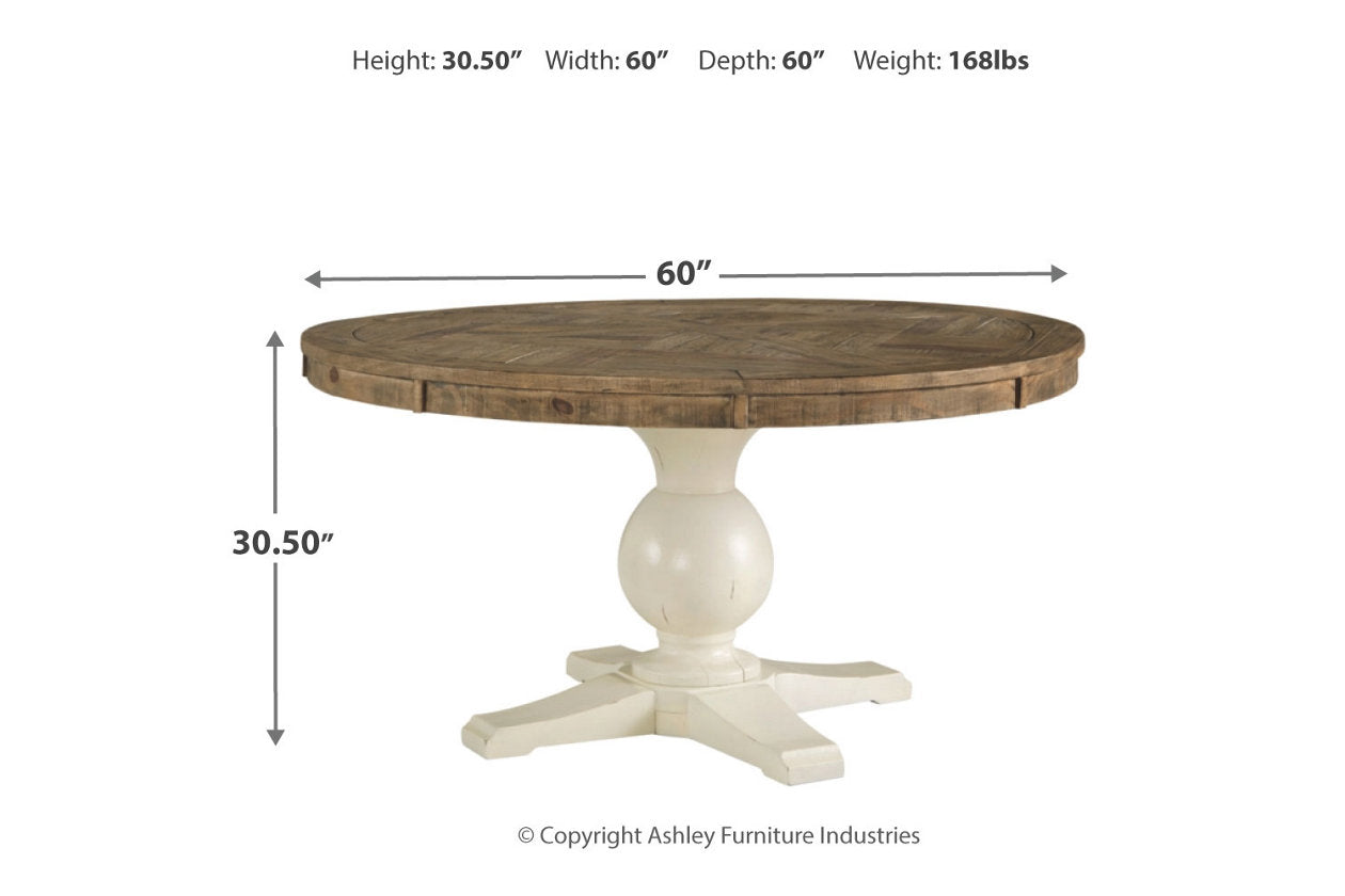 Grindleburg Light Brown/Antique White Round Dining Set