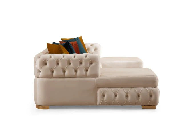 Matilda Tufted Ivory Velvet Double Chaise Sectional Sofa