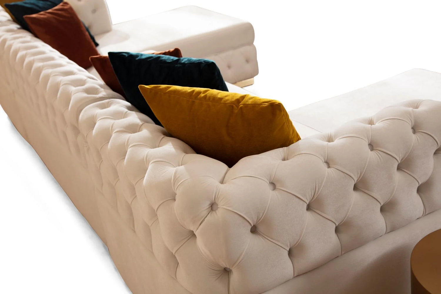Matilda Tufted Ivory Velvet Double Chaise Sectional Sofa