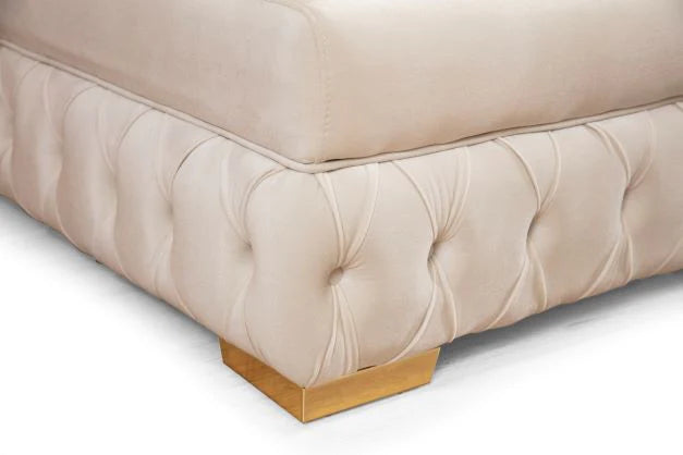Matilda Tufted Ivory Velvet Double Chaise Sectional Sofa