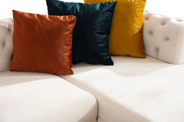 Matilda Tufted Ivory Velvet Double Chaise Sectional Sofa