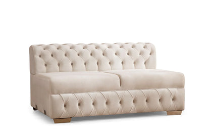 Matilda Tufted Ivory Velvet Double Chaise Sectional Sofa