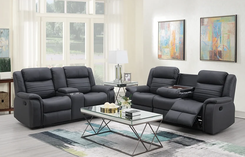 Max Gray 3-Pieces Reclining Living Room Set