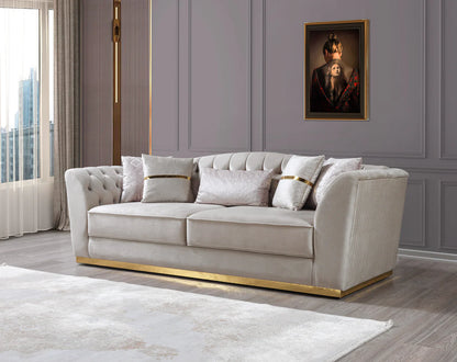 Milena Ivory Velvet Sofa &amp; Loveseat