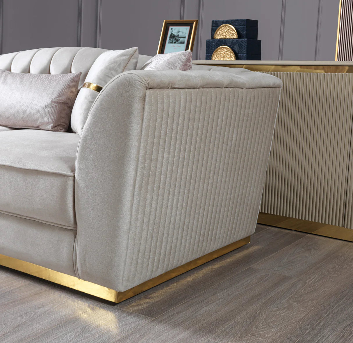 Milena Ivory Velvet Sofa &amp; Loveseat