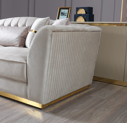 Milena Ivory Velvet Sofa &amp; Loveseat