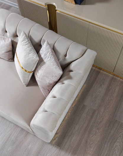 Milena Ivory Velvet Sofa &amp; Loveseat